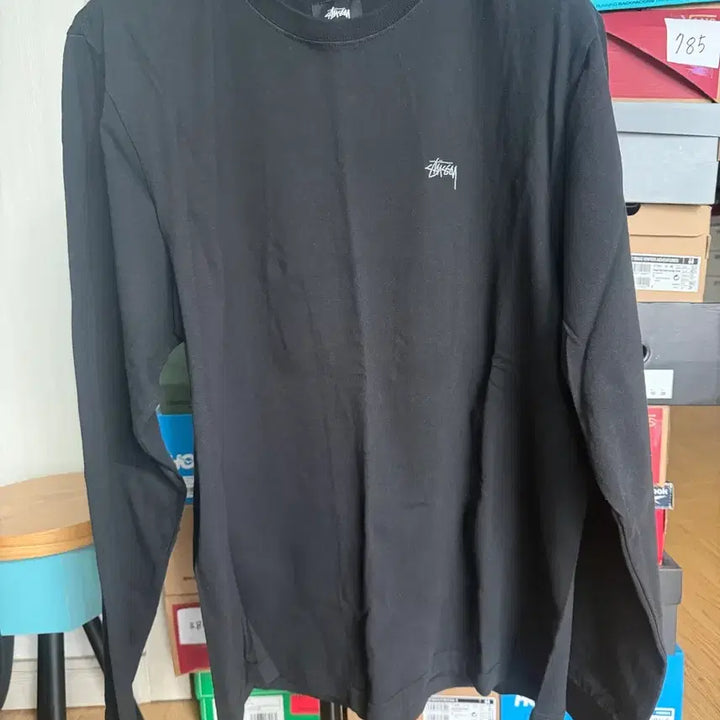 [BUNJANG] Stussy Embroidered Logo Long Sleeve T-shirt / [XL]스투시 자수로고 롱슬리브 블랙 먹색