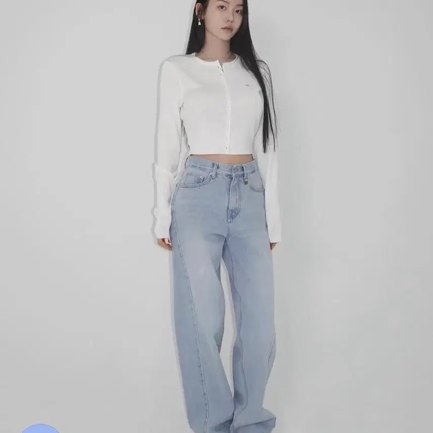 [BUNJANG] Pale Jade Side Incision High-Waist Denim Jeans / 실사) 페일제이드 사이드 인시전 하이웨스트 데님 아이스불루