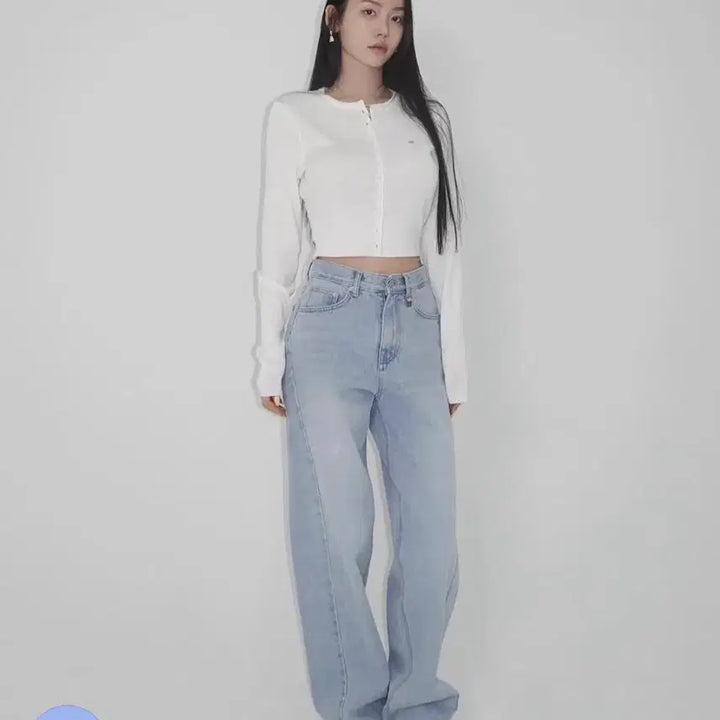 [BUNJANG] Pale Jade Side Incision High-Waist Denim Jeans / 실사) 페일제이드 사이드 인시전 하이웨스트 데님 아이스불루