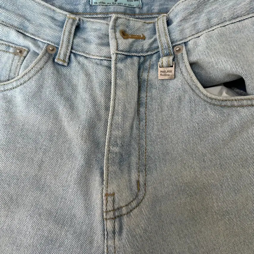 [BUNJANG] Pale Jade Side Incision High-Waist Denim Jeans / 실사) 페일제이드 사이드 인시전 하이웨스트 데님 아이스불루