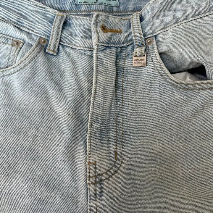 [BUNJANG] Pale Jade Side Incision High-Waist Denim Jeans / 실사) 페일제이드 사이드 인시전 하이웨스트 데님 아이스불루