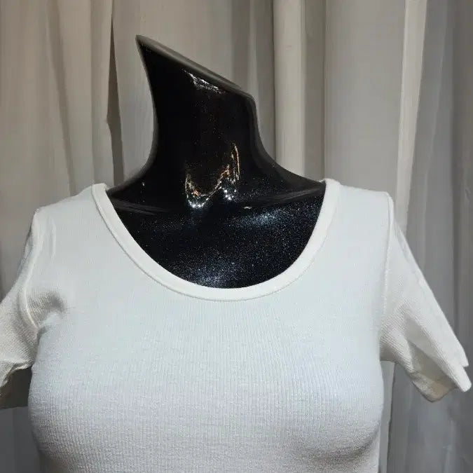 [BUNJANG] White Ribbed Short Sleeve T-shirt / 화이트 골지 반팔