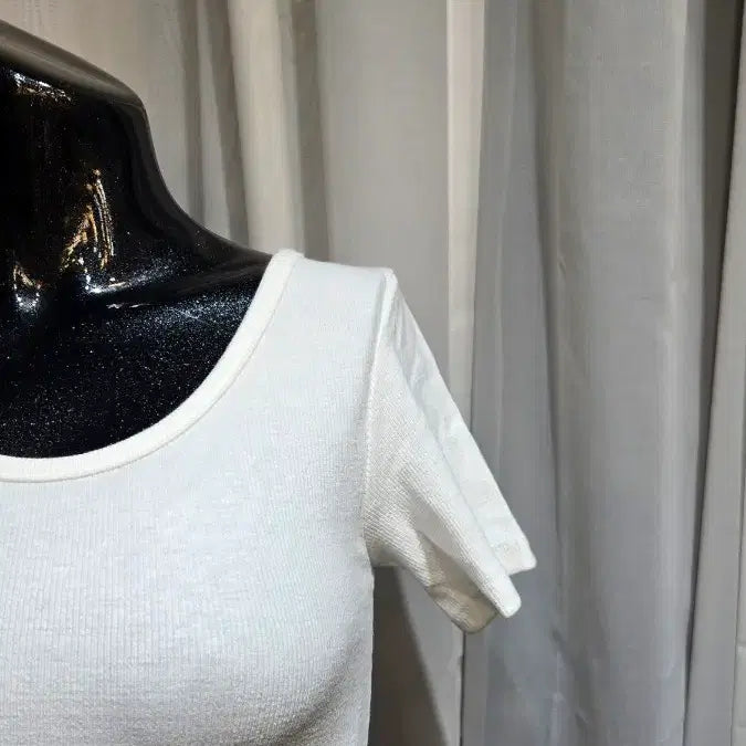 [BUNJANG] White Ribbed Short Sleeve T-shirt / 화이트 골지 반팔