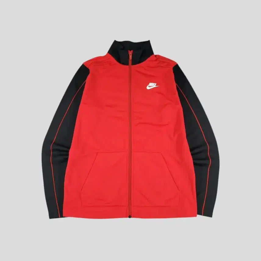 [BUNJANG] Nike Futura Logo Track Top / 나이키 레드 블랙 화이트 배색 퓨추라로고 라이닝 스탠다드핏 기모 트랙탑