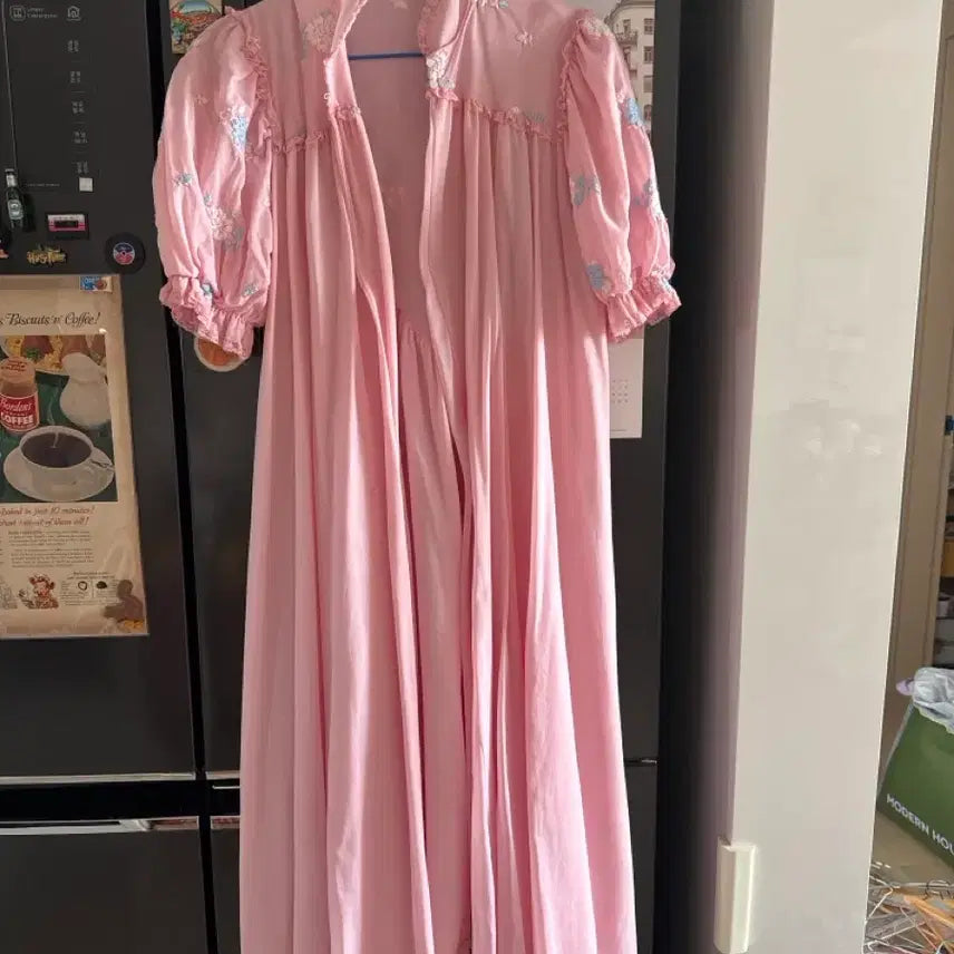 [BUNJANG] Vintage Pink Lace Robe Dress / 빈티지 로브 가운 핑크색 레이스 롱 원피스
