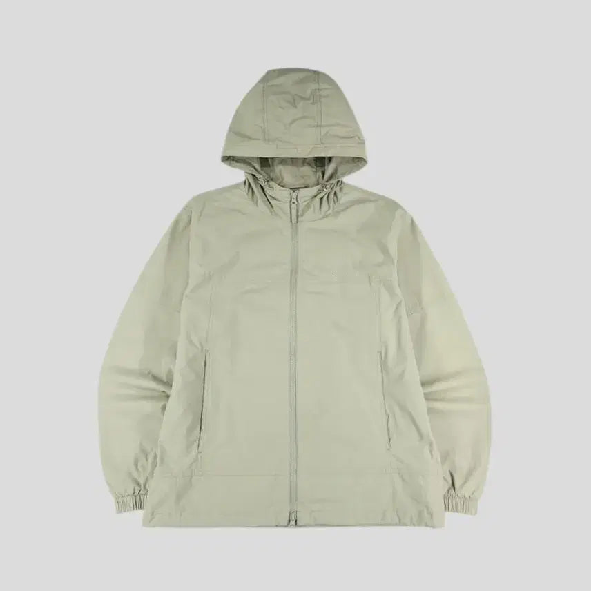 [BUNJANG] Snow Peak Two-Way Zip Nylon Blend Hooded Windbreaker / 스노우피크 카키 베이지 스펠아웃 로고 투웨이지퍼 나일론블렌드 후드 바람막
