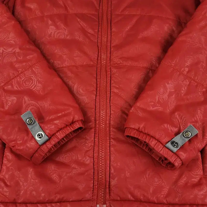 [BUNJANG] The North Face Floral Pattern Lightweight Padded Jacket / 노스페이스 레드 그레이 로고 플로랄패턴 내피 폴리필 경량 패딩 점퍼 WO