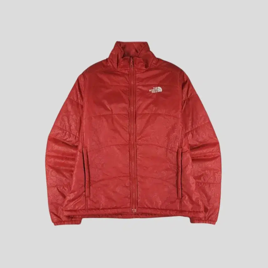 [BUNJANG] The North Face Floral Pattern Lightweight Padded Jacket / 노스페이스 레드 그레이 로고 플로랄패턴 내피 폴리필 경량 패딩 점퍼 WO