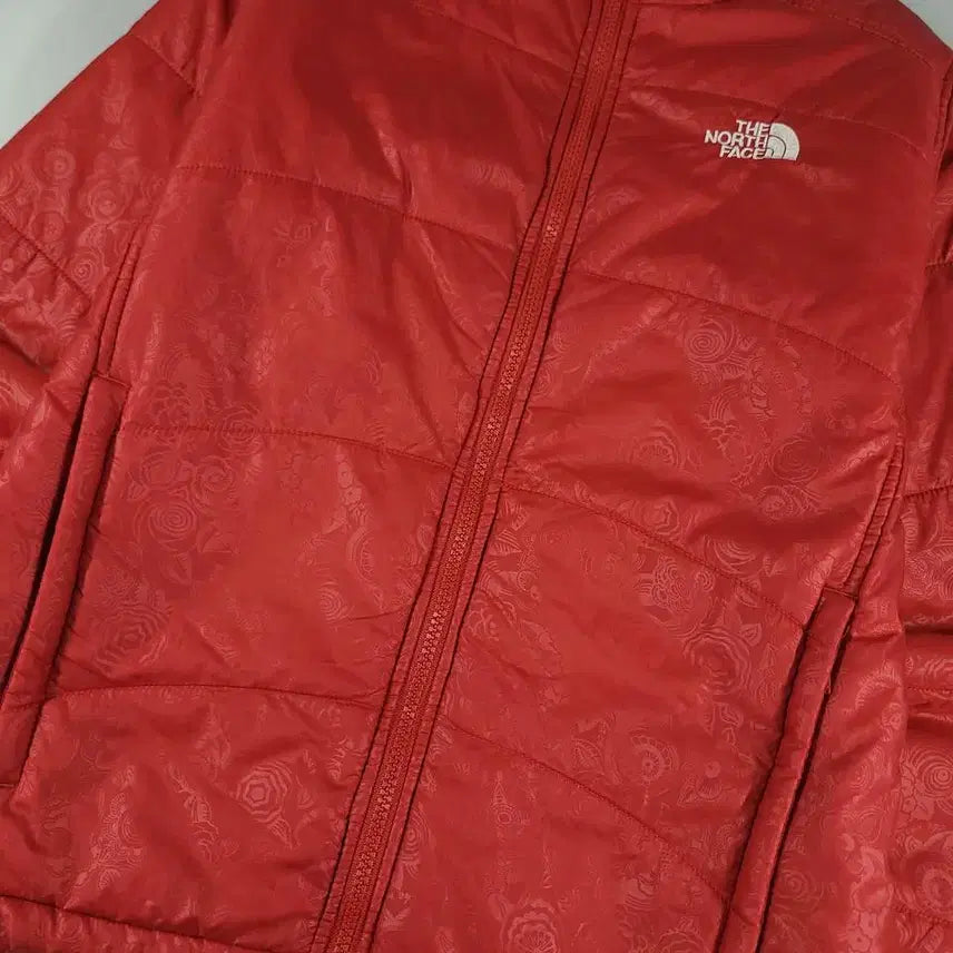 [BUNJANG] The North Face Floral Pattern Lightweight Padded Jacket / 노스페이스 레드 그레이 로고 플로랄패턴 내피 폴리필 경량 패딩 점퍼 WO