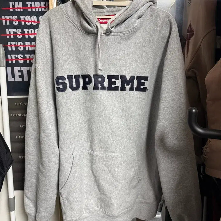 [BUNJANG] Supreme Collegiate Hoodie Sweatshirt Heather Gray XL / [XL]슈프림 컬리지에이트 후드 스웨트셔츠 헤더 그레이