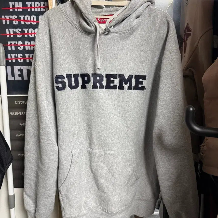 [BUNJANG] Supreme Collegiate Hoodie Sweatshirt Heather Gray XL / [XL]슈프림 컬리지에이트 후드 스웨트셔츠 헤더 그레이
