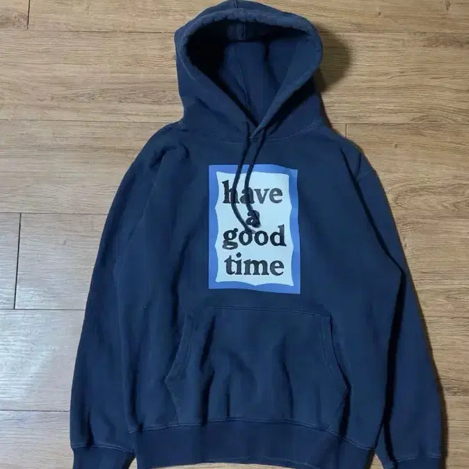 [BUNJANG] Have A Good Time Navy Hoodie / 해브어굿타임 네이비 후드티