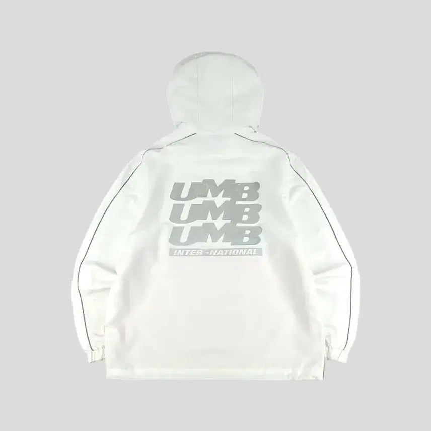 [BUNJANG] Umbro Raglan Reflective Tape Jacket / 엄브로 화이트 오렌지 블랙 배색 로고 리플렉티브 레글런 캥거루포켓 테이프