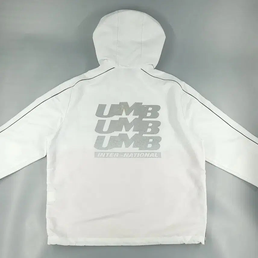 [BUNJANG] Umbro Raglan Reflective Tape Jacket / 엄브로 화이트 오렌지 블랙 배색 로고 리플렉티브 레글런 캥거루포켓 테이프