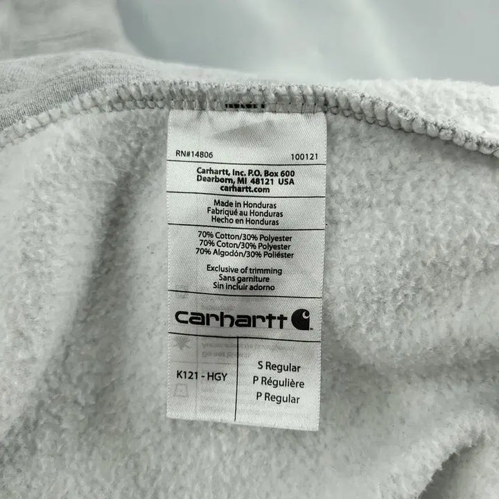[BUNJANG] Carhartt K121 Gray Logo Cotton Blend Hoodie / 칼하트 K121 그레이 로고 오리지널핏 기모 코튼블렌드 후드 티셔츠 MA