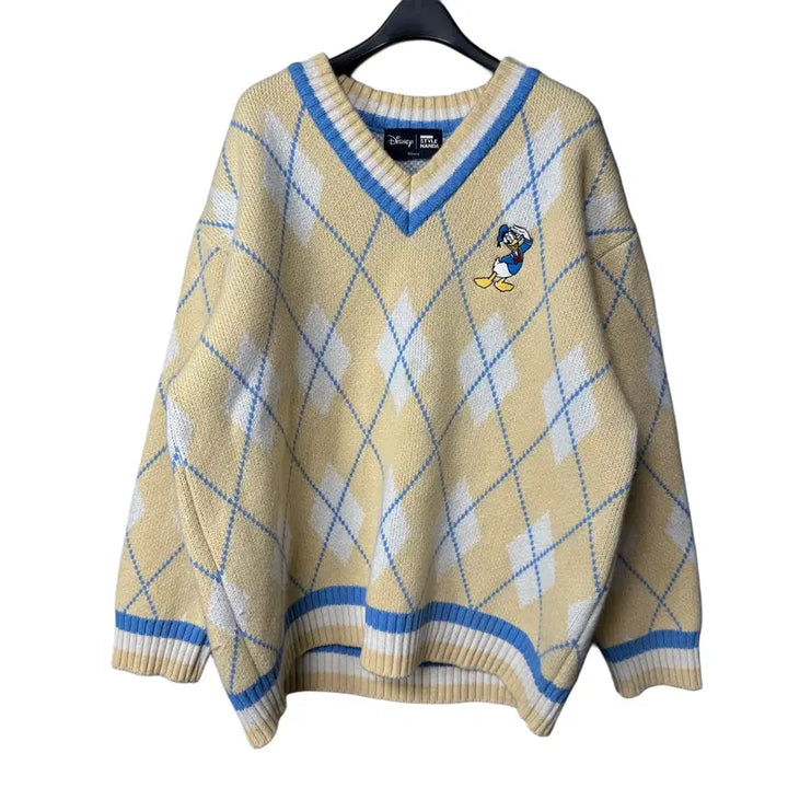 [BUNJANG] Stylenanda Disney Argyle Check Knit Top / free 스타일난다 디즈니 아가일체크 니트