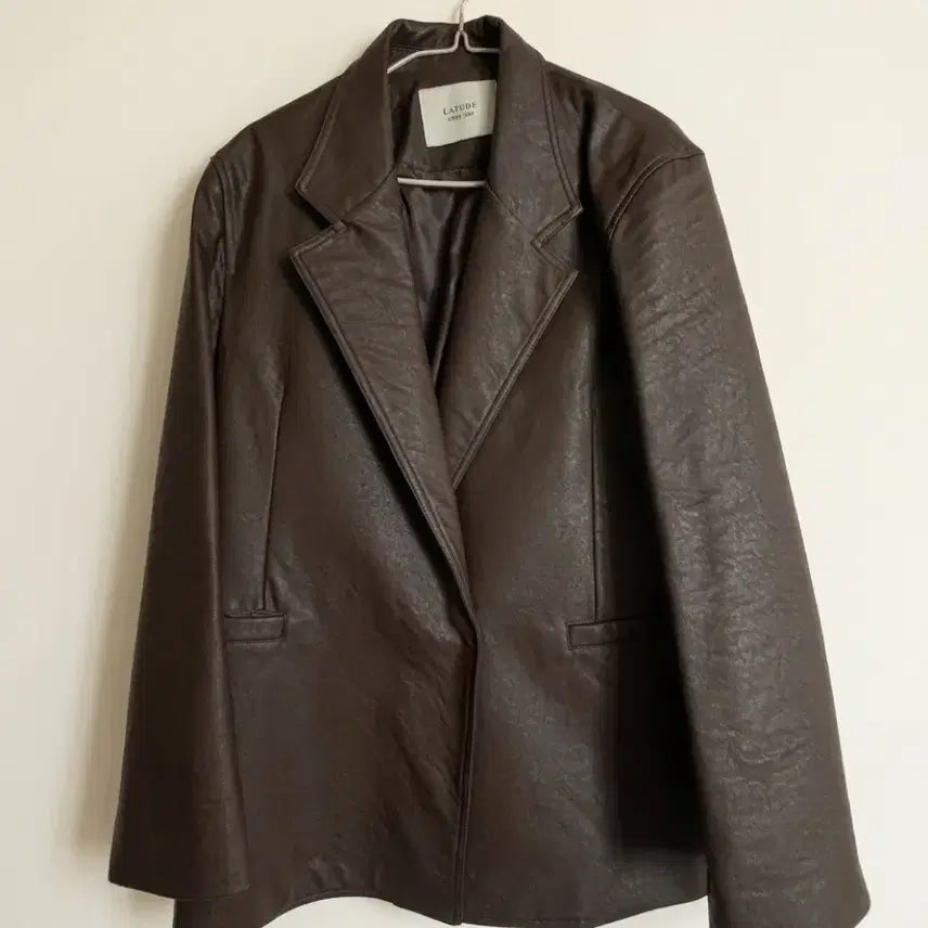 [BUNJANG] Brown Leather Blazer / 브라운 레더 블레이저