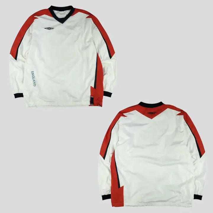 [BUNJANG] Umbro England Logo Mesh Jersey Top / 엄브로 00s 화이트 레드 네이비 배색 로고 잉글랜드 가오리핏 이너메쉬