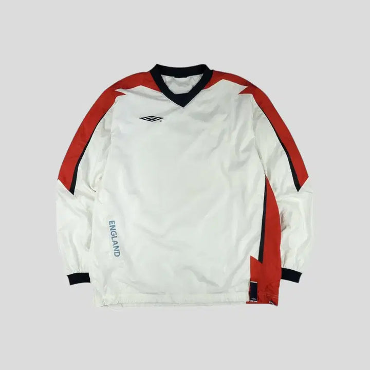 [BUNJANG] Umbro England Logo Mesh Jersey Top / 엄브로 00s 화이트 레드 네이비 배색 로고 잉글랜드 가오리핏 이너메쉬