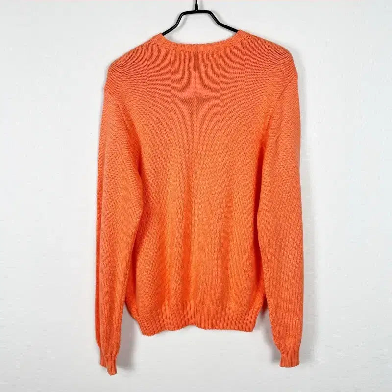 [BUNJANG] Polo Ralph Lauren Fluorescent Orange Cotton V-Neck Knit Sweater / 폴로 랄프로렌/형광색 면 브이넥 니트 남L 100/라덴