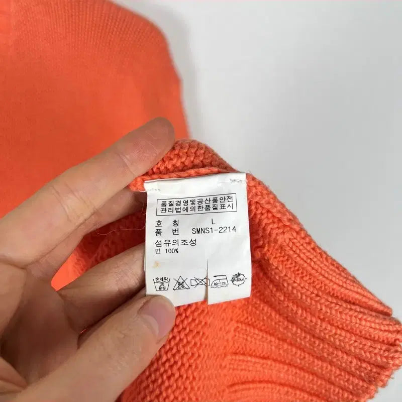 [BUNJANG] Polo Ralph Lauren Fluorescent Orange Cotton V-Neck Knit Sweater / 폴로 랄프로렌/형광색 면 브이넥 니트 남L 100/라덴