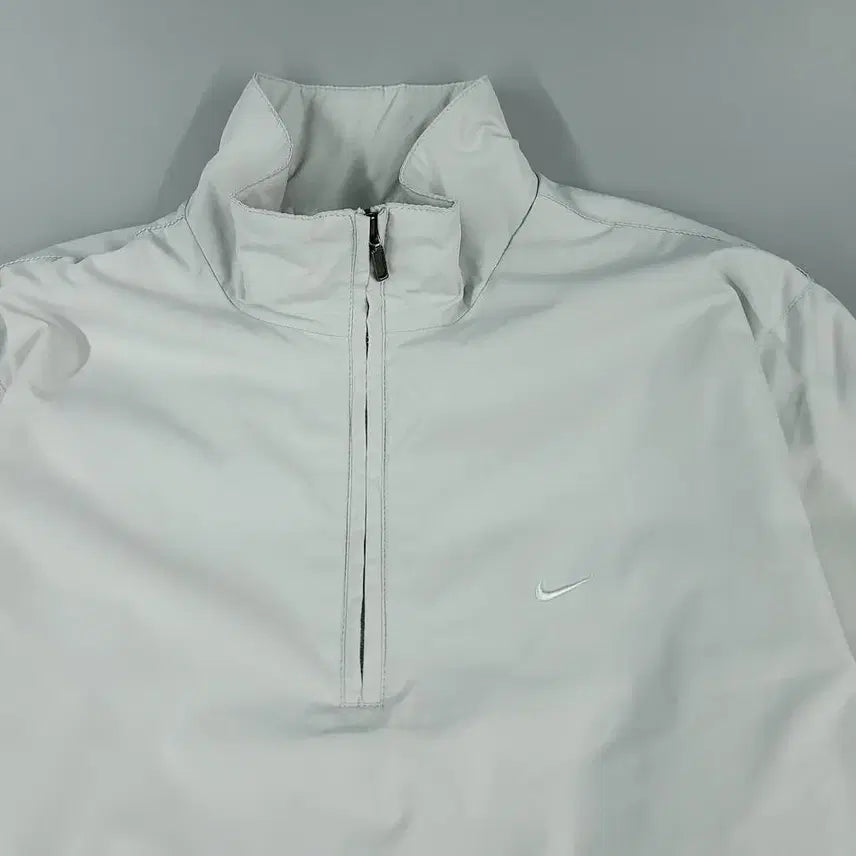 [BUNJANG] Nike Golf Half-Zip Fleece Sweatshirt / 나이키 골프 00s 라이트그레이 화이트 스우시 로고 하프집업 반집업 기모