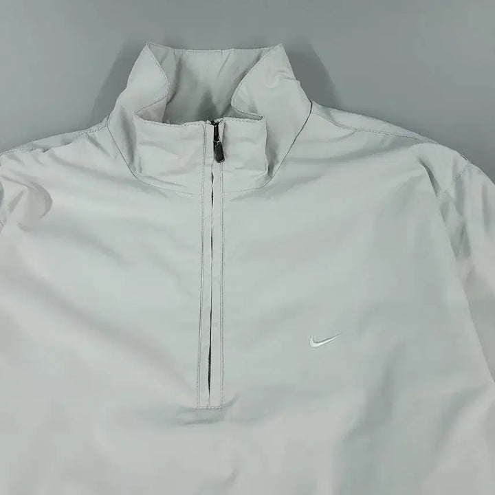 [BUNJANG] Nike Golf Half-Zip Fleece Sweatshirt / 나이키 골프 00s 라이트그레이 화이트 스우시 로고 하프집업 반집업 기모