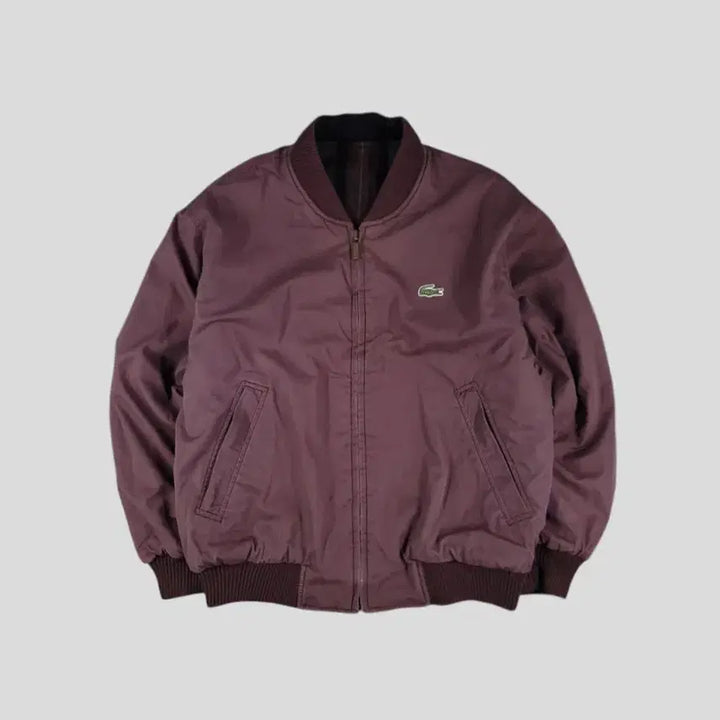 [SOLD OUT] 라코스테 서광 90s 퍼플톤 멀티컬러 스트라이프 리버시블 크록패치 울블렌