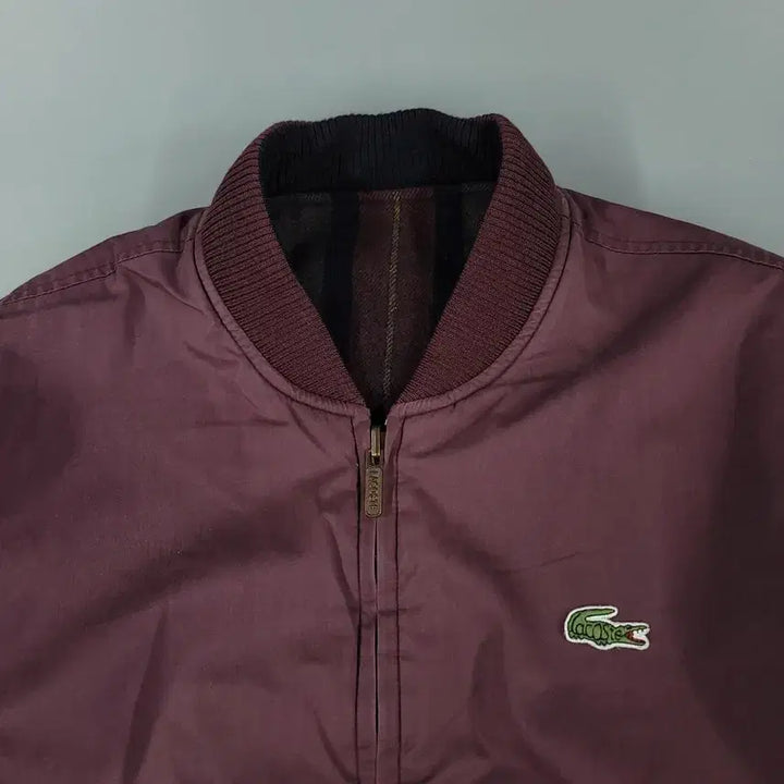 [SOLD OUT] 라코스테 서광 90s 퍼플톤 멀티컬러 스트라이프 리버시블 크록패치 울블렌