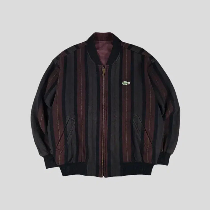 [SOLD OUT] 라코스테 서광 90s 퍼플톤 멀티컬러 스트라이프 리버시블 크록패치 울블렌