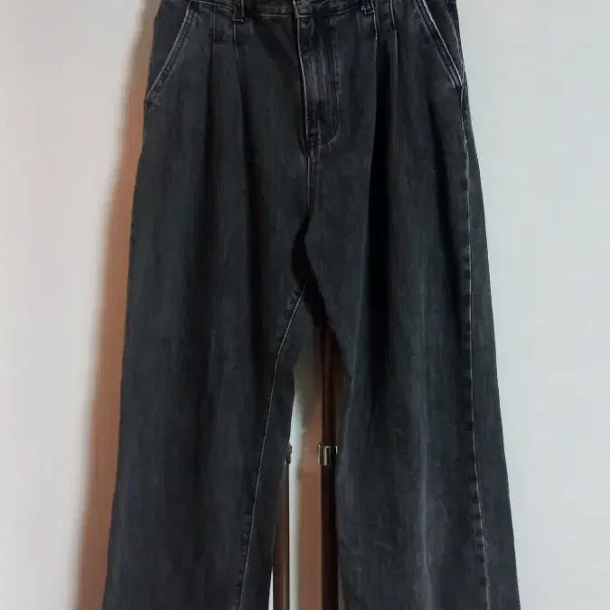 [BUNJANG] Unisex Dark Gray Wide Jeans / 남녀공용 다크그레이진 와이드 바지 34ㅡ35인치