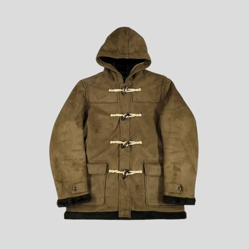 [BUNJANG] ROUSHATTE Beige Brown Toggle Button Fleece Jacket / ROUSHATTE JP 베이지 브라운 숄더패치 토글버튼 이너플리스 비건스