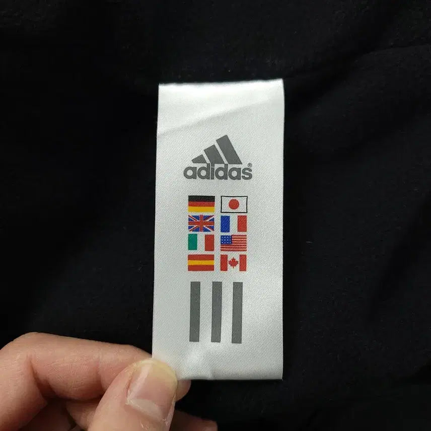 [BUNJANG] Adidas 00s Black White Logo Raglan Fleece Lined Hooded Windbreaker / 아디다스 00s 블랙 화이트 로고 레글런 칼라마 기모 후드 바람막이 WO