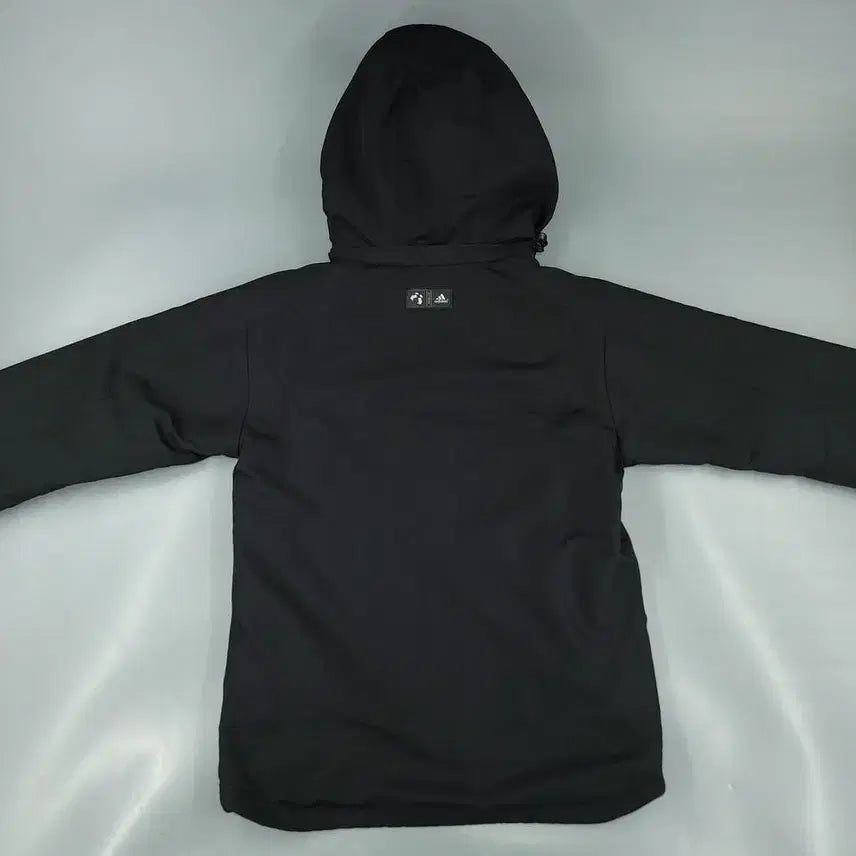 [BUNJANG] Adidas 00s Black White Logo Raglan Fleece Lined Hooded Windbreaker / 아디다스 00s 블랙 화이트 로고 레글런 칼라마 기모 후드 바람막이 WO