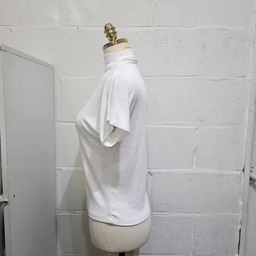 [BUNJANG] Mock Neck Loose Fit Short Sleeve - White / 허리라인 모크넥 루즈핏 반팔- 화이트