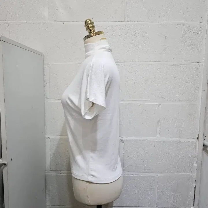 [BUNJANG] Mock Neck Loose Fit Short Sleeve - White / 허리라인 모크넥 루즈핏 반팔- 화이트