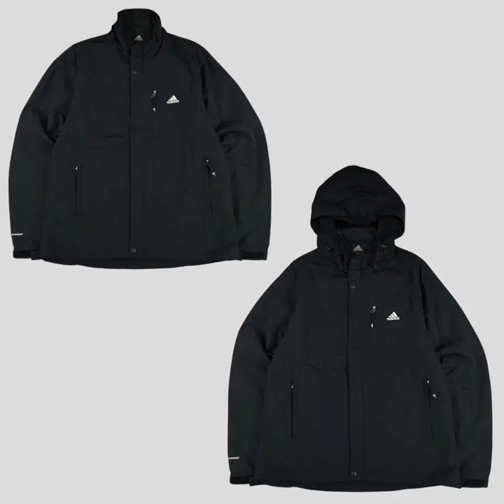 [BUNJANG] Adidas Black White Logo Climaproof Outdoor Jacket / 아디다스 블랙 화이트 로고 체스트포켓 클라이마프루프 고프코어 아웃도어 나