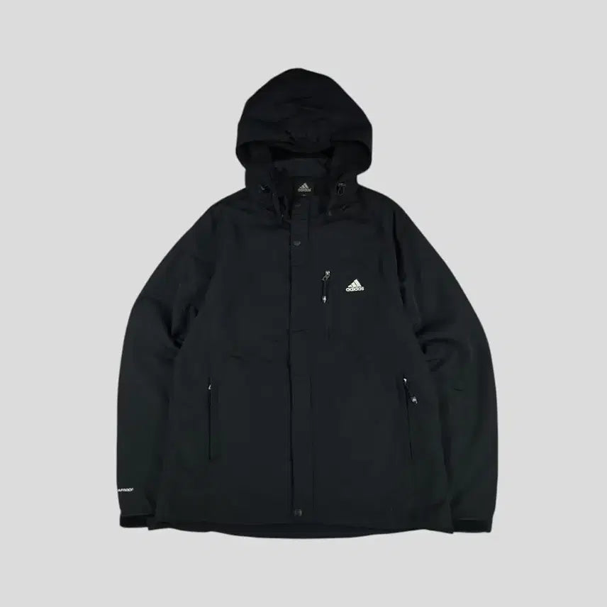 [BUNJANG] Adidas Black White Logo Climaproof Outdoor Jacket / 아디다스 블랙 화이트 로고 체스트포켓 클라이마프루프 고프코어 아웃도어 나