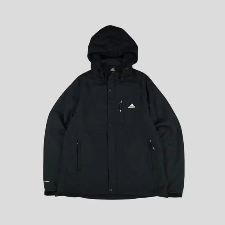 [BUNJANG] Adidas Black White Logo Climaproof Outdoor Jacket / 아디다스 블랙 화이트 로고 체스트포켓 클라이마프루프 고프코어 아웃도어 나