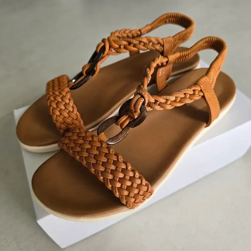 [BUNJANG] Brown Twisted Strap Sandals 245 / 브라운 꼬임 스트랩 샌들 245 새상품