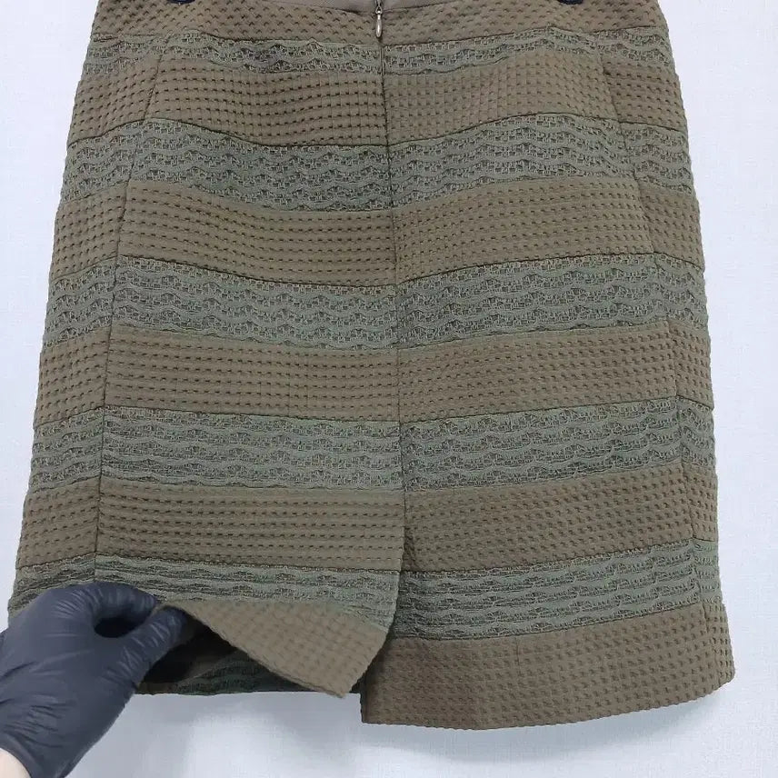 [BUNJANG] Zooc Khaki Striped Mini Skirt / zooc 카키색 줄무늬 미니스커트