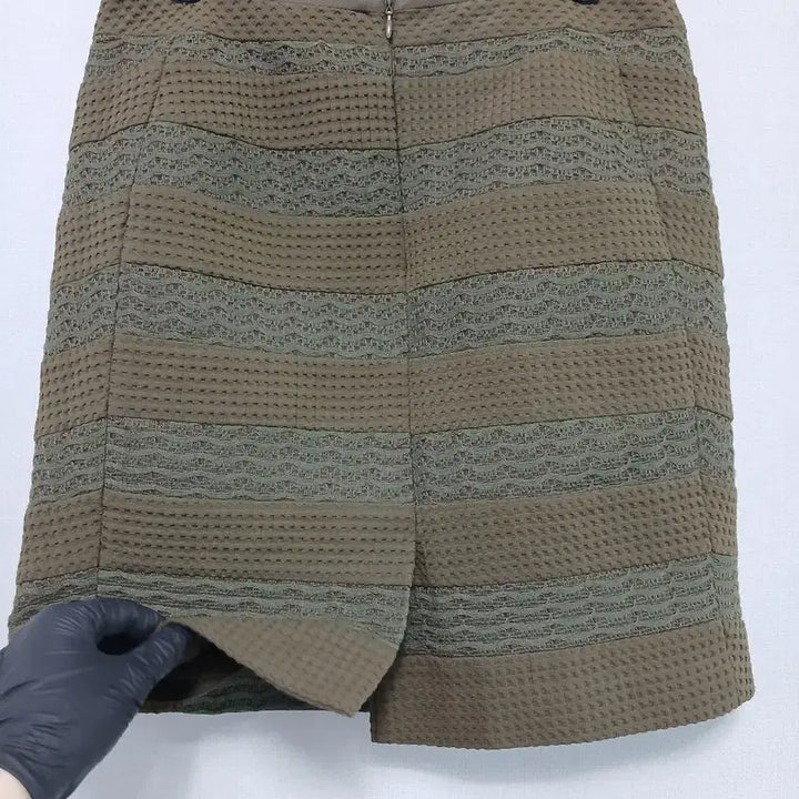 [BUNJANG] Zooc Khaki Striped Mini Skirt / zooc 카키색 줄무늬 미니스커트