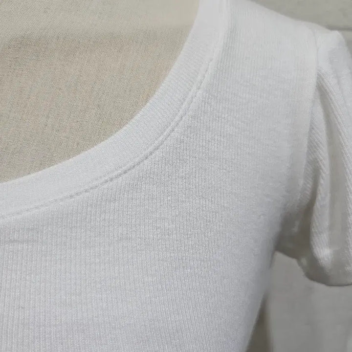 [BUNJANG] Round Ribbed Short Sleeve Top - White / 허리라인 라운드 골지 반팔- 화이트