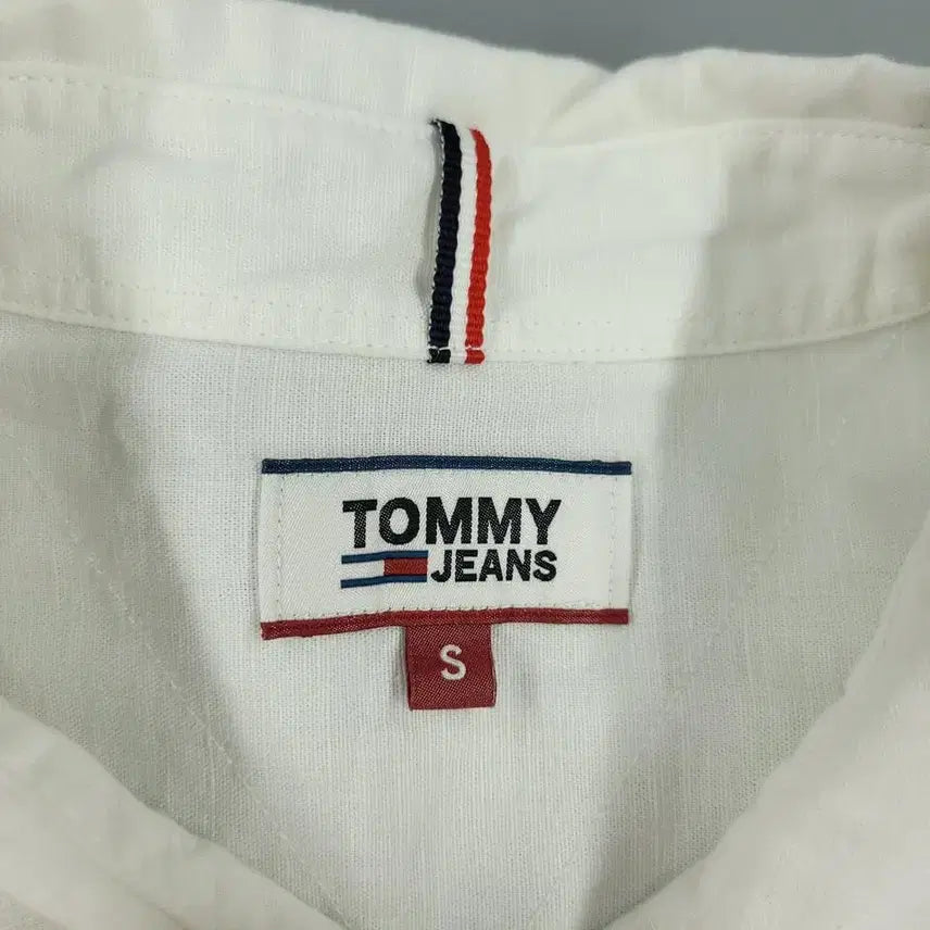 [BUNJANG] Tommy Hilfiger Linen Blend Shirt / 타미힐피거 타미진스 화이트 로고 린넨블렌드 남방 셔츠 S