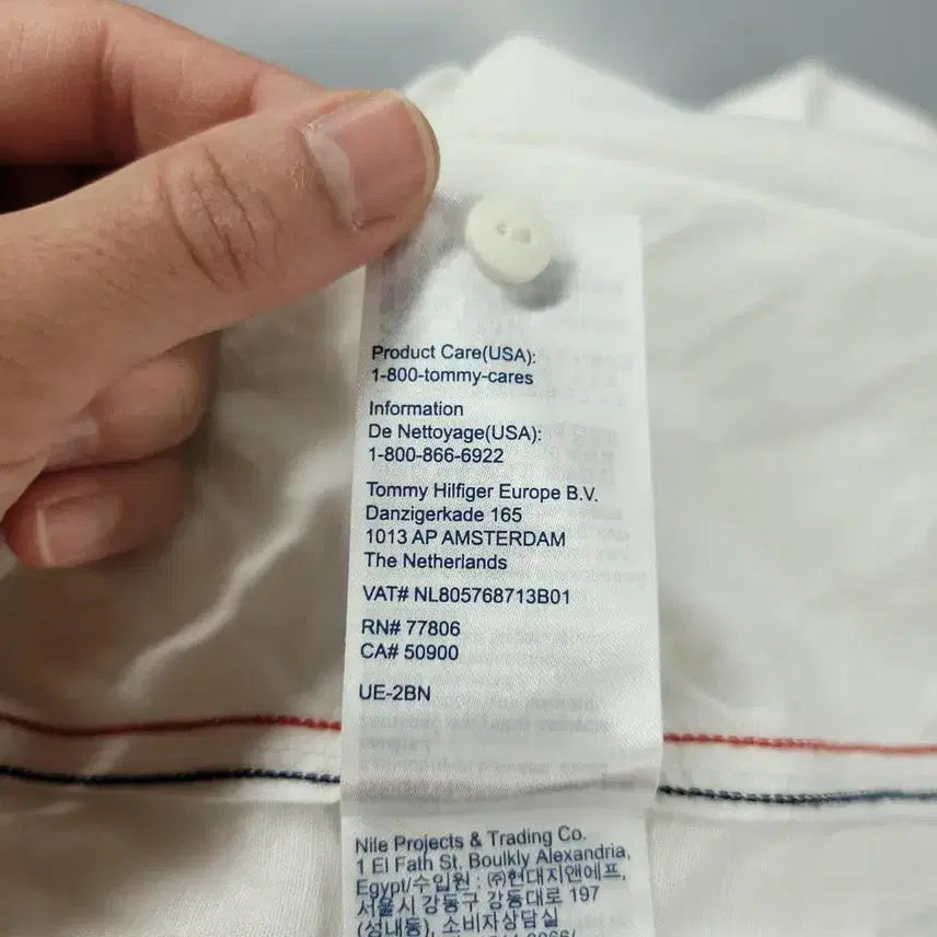 [BUNJANG] Tommy Hilfiger Linen Blend Shirt / 타미힐피거 타미진스 화이트 로고 린넨블렌드 남방 셔츠 S