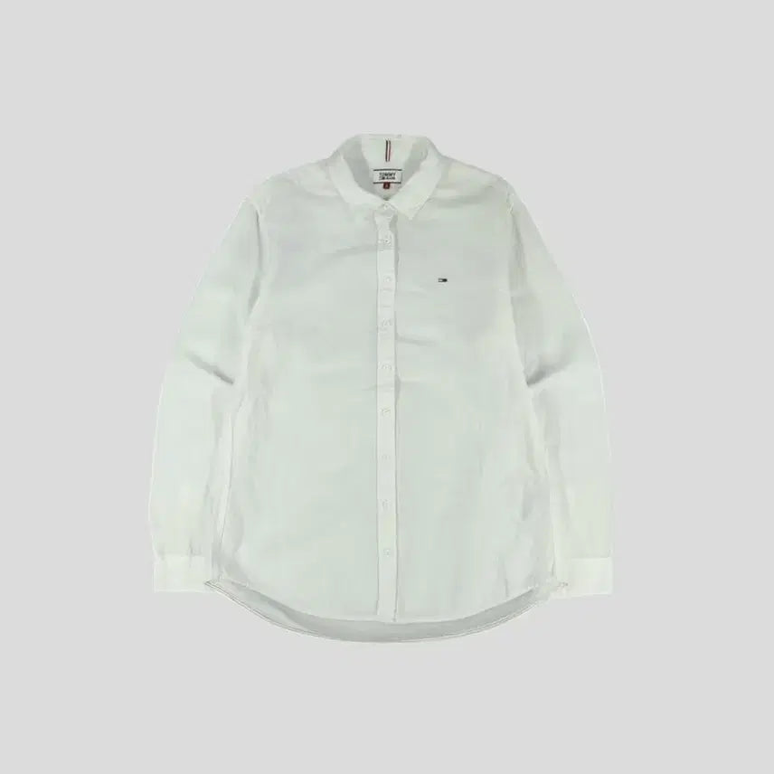 [BUNJANG] Tommy Hilfiger Linen Blend Shirt / 타미힐피거 타미진스 화이트 로고 린넨블렌드 남방 셔츠 S