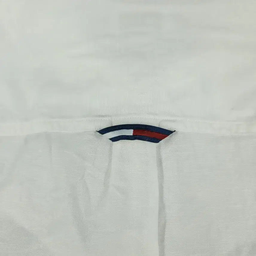 [BUNJANG] Tommy Hilfiger Linen Blend Shirt / 타미힐피거 타미진스 화이트 로고 린넨블렌드 남방 셔츠 S