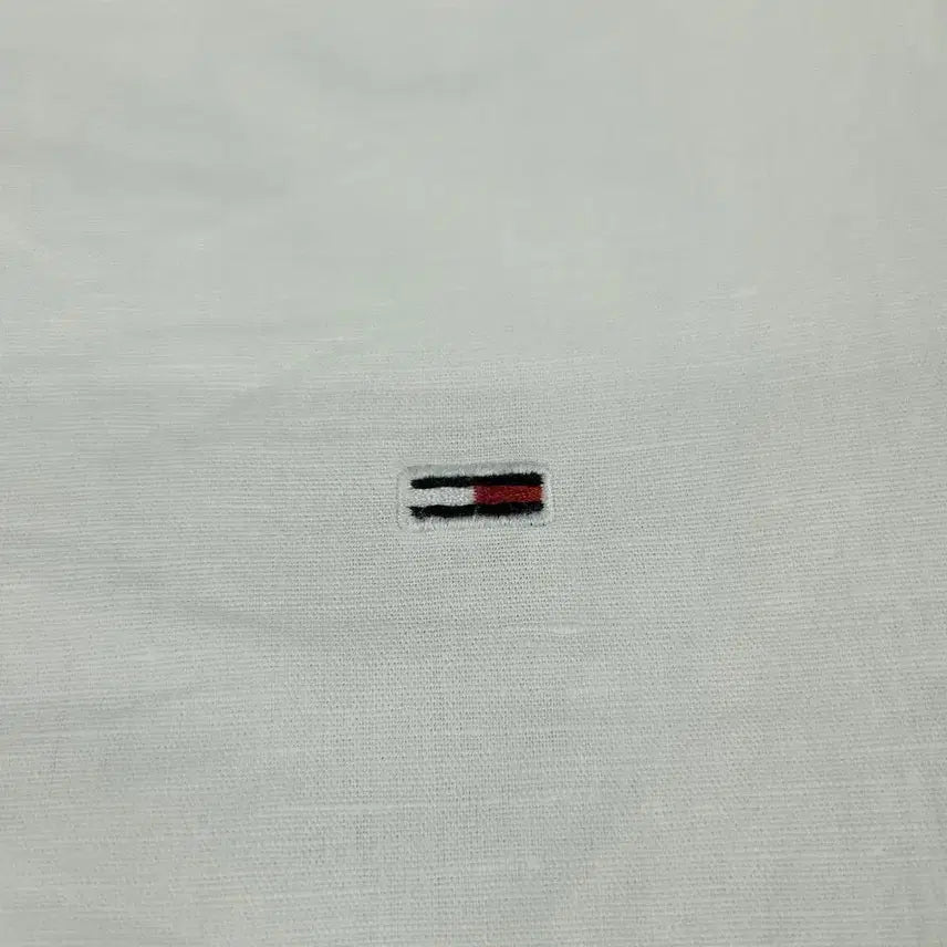 [BUNJANG] Tommy Hilfiger Linen Blend Shirt / 타미힐피거 타미진스 화이트 로고 린넨블렌드 남방 셔츠 S