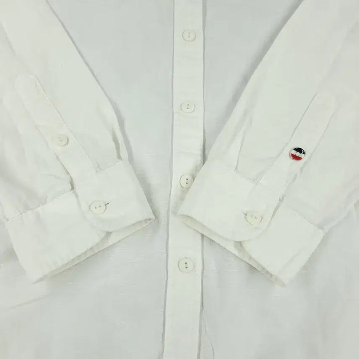 [BUNJANG] Tommy Hilfiger Linen Blend Shirt / 타미힐피거 타미진스 화이트 로고 린넨블렌드 남방 셔츠 S