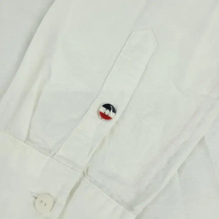 [BUNJANG] Tommy Hilfiger Linen Blend Shirt / 타미힐피거 타미진스 화이트 로고 린넨블렌드 남방 셔츠 S